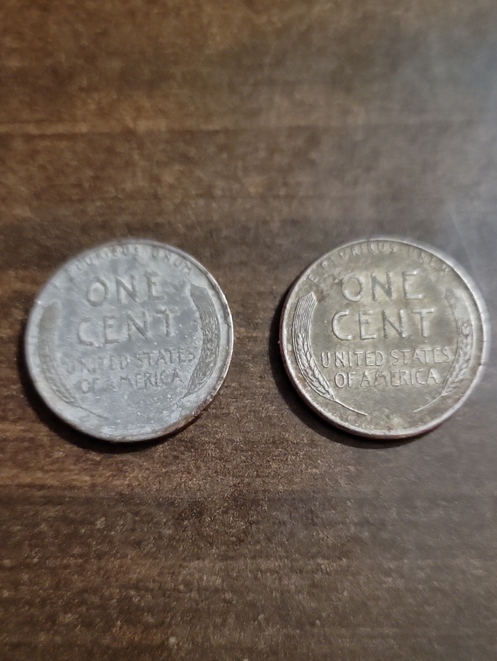Vintage 1943 WW2 One Cent Wheat Penny "Steel" Coins - Silver-Toned Set